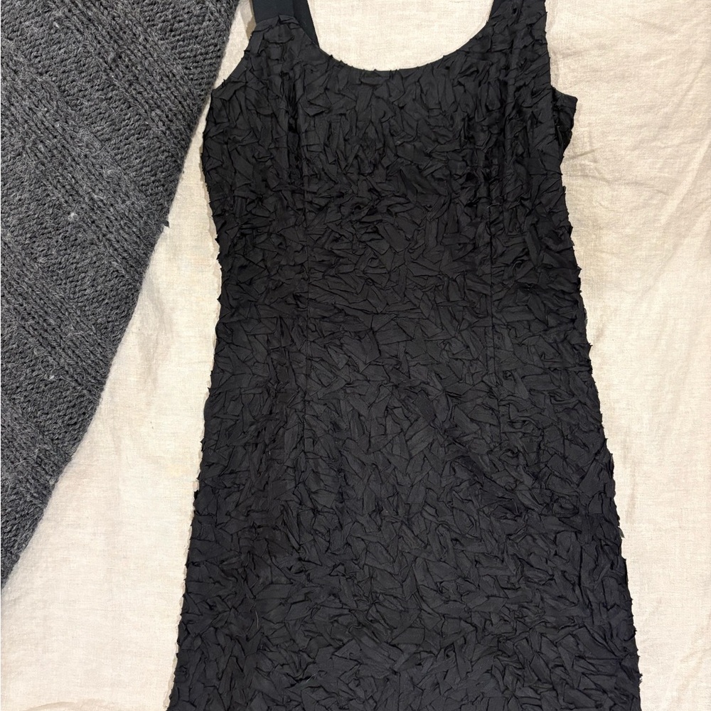 Eileen Fisher Textured Silk Black Sheath Dress
